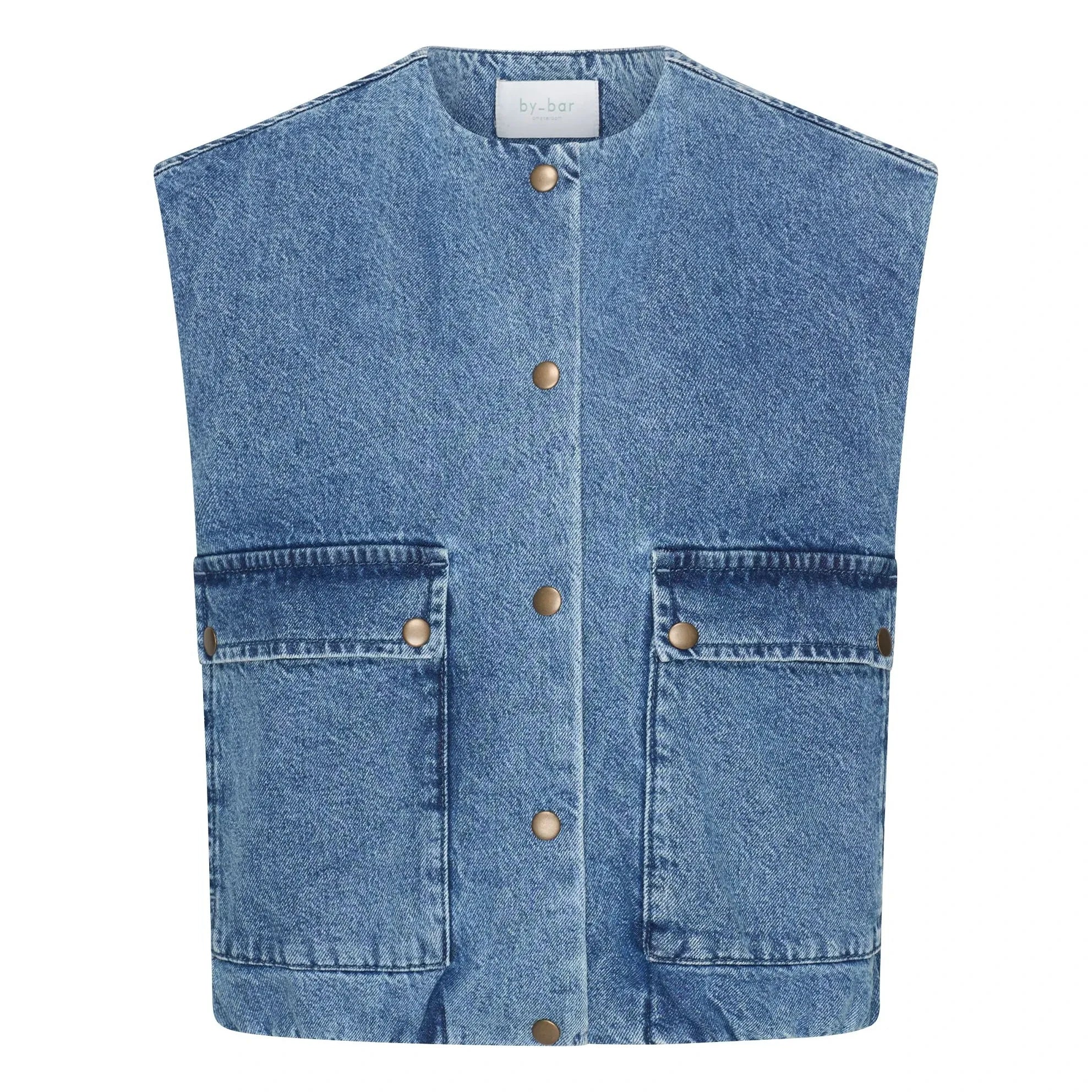 By Bar - Maggie Organik Pamuk Denim Kolsuz Ceket | Kot mavisi