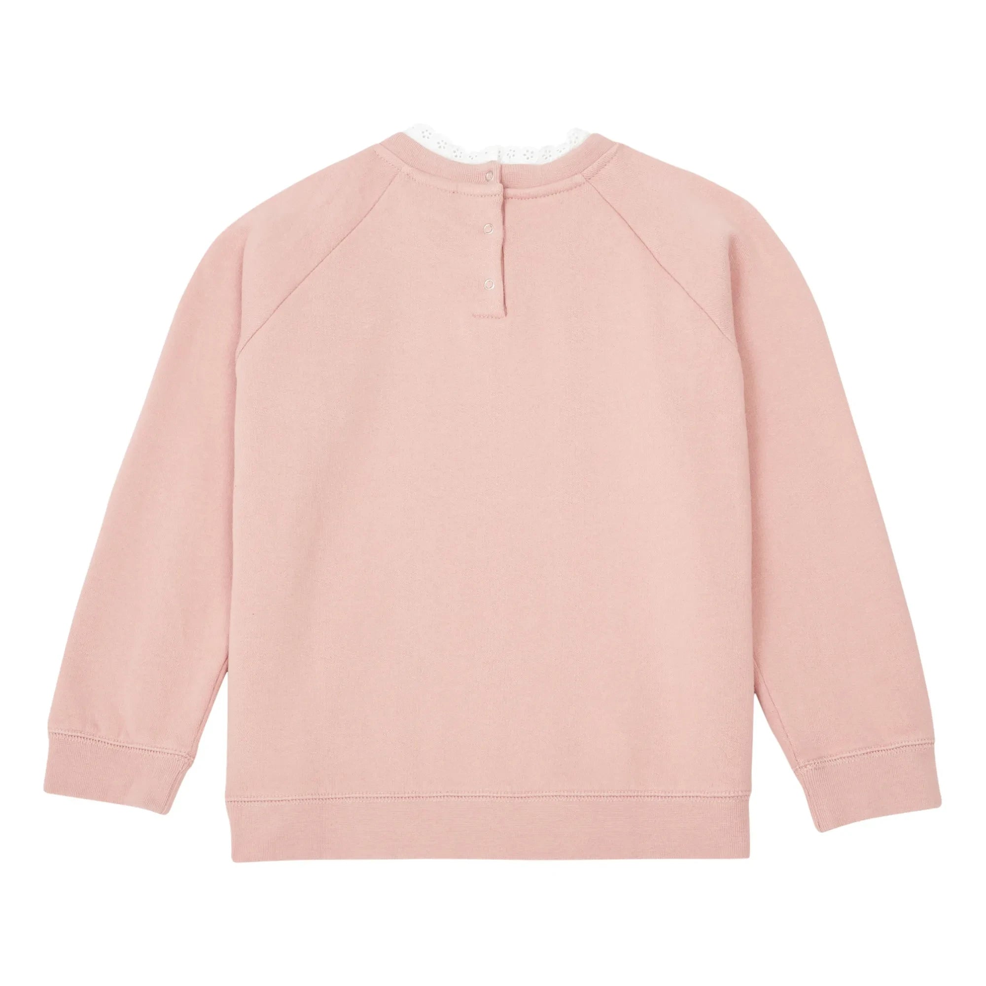 Bonton - Tilia Organik Pamuk Dantelli Yaka Sweatshirt | Pembe