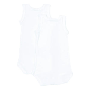 Petit Bateau - Pack of 2 Organic Cotton Sleeveless Baby Rompers | White