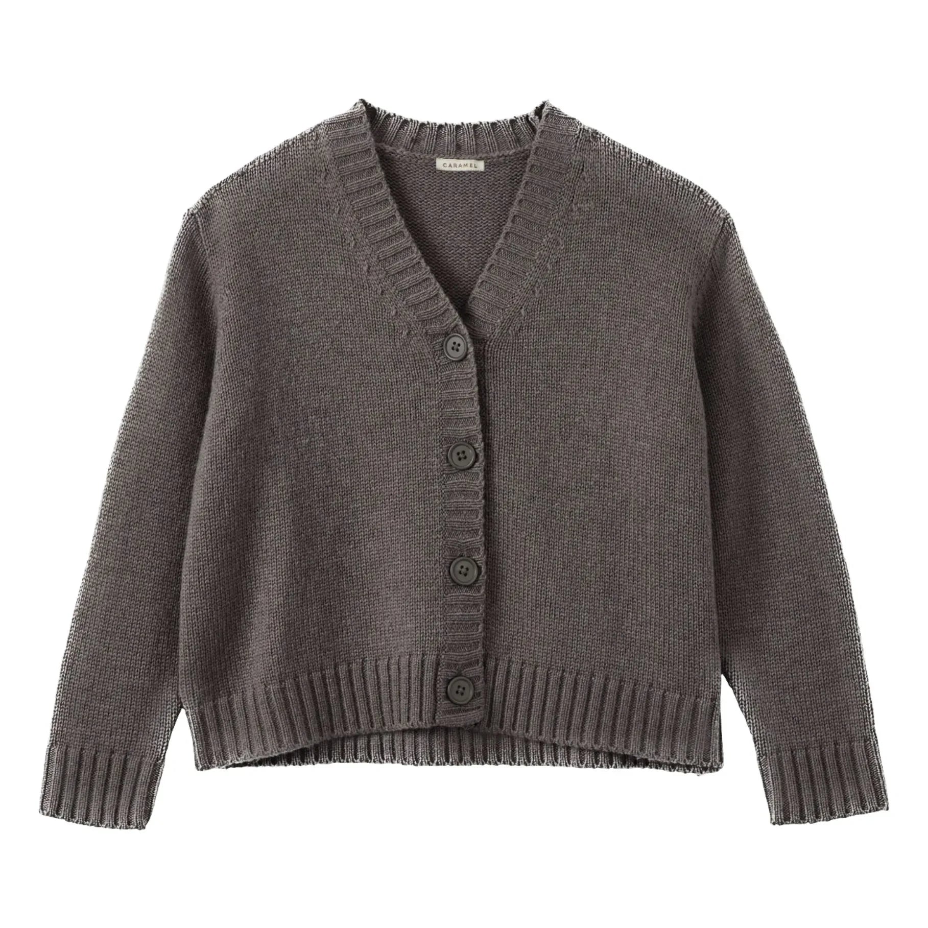 Caramel - Kupfer-Strickjacke | Dunkelgrau