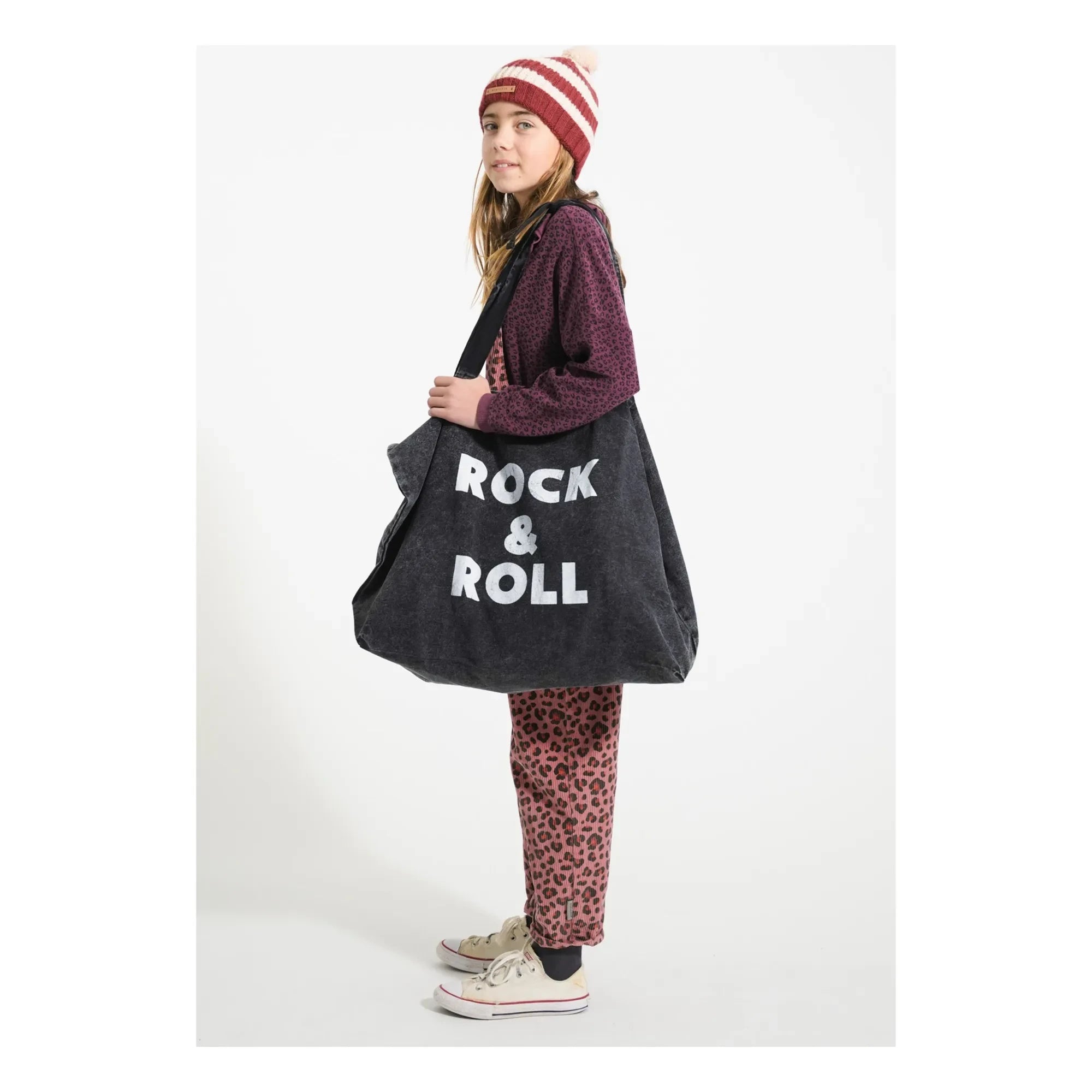 Piupiuchick - Sweatshirt mit Rüschenkragen Leopard Bio-Baumwolle | Aubergine