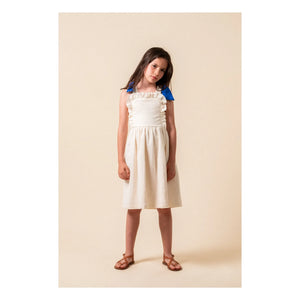 Birinite - Plumetis Organik Pamuk Midi Elbise | Ivory