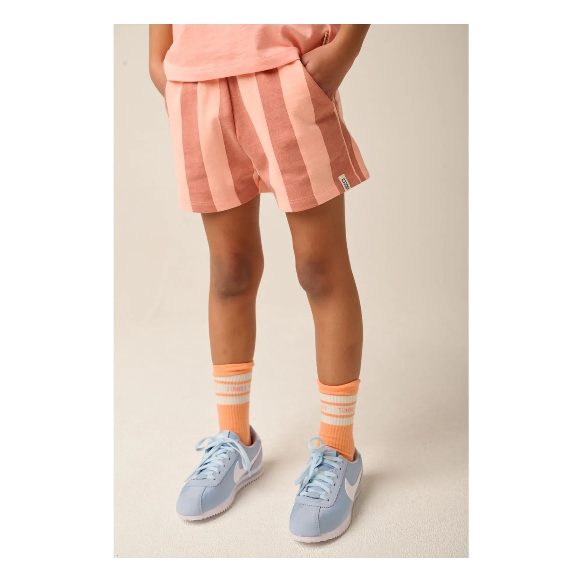 Tumble N'Dry – Lunario Gestreifte Shorts aus recycelter Baumwolle | Peach