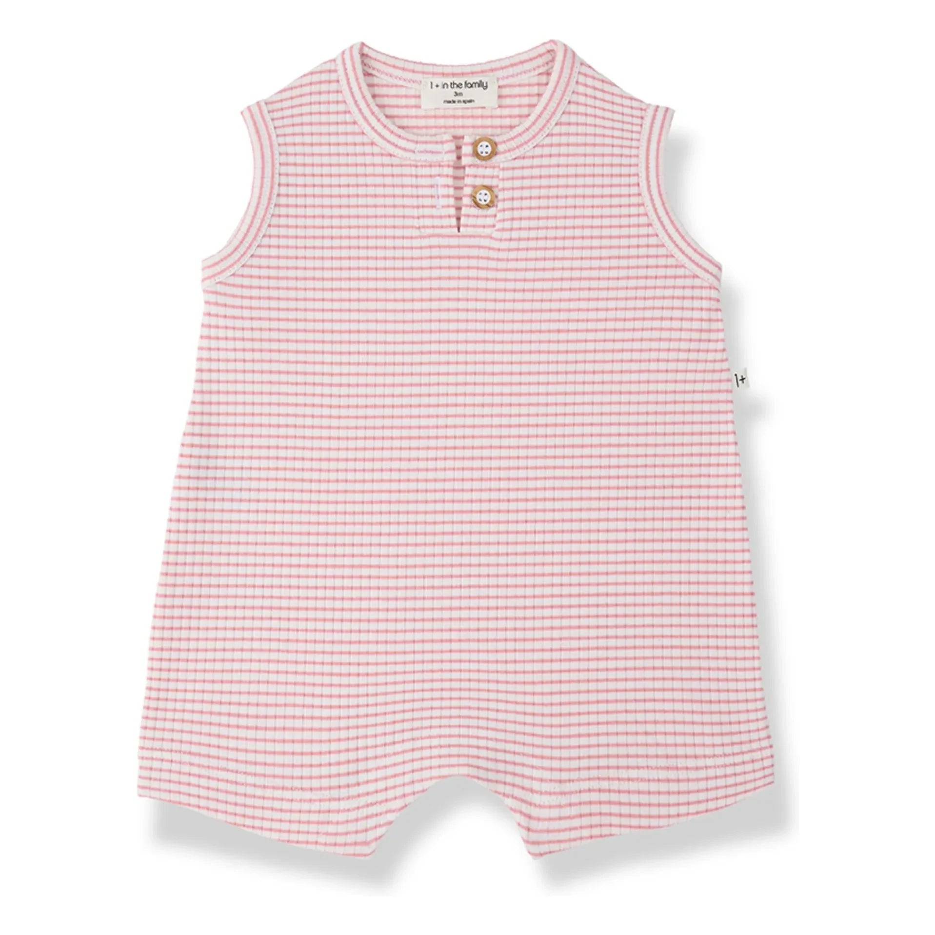 1+ in the family - Striped Vendrell Ribbed Jumpsuit | Powder pink
