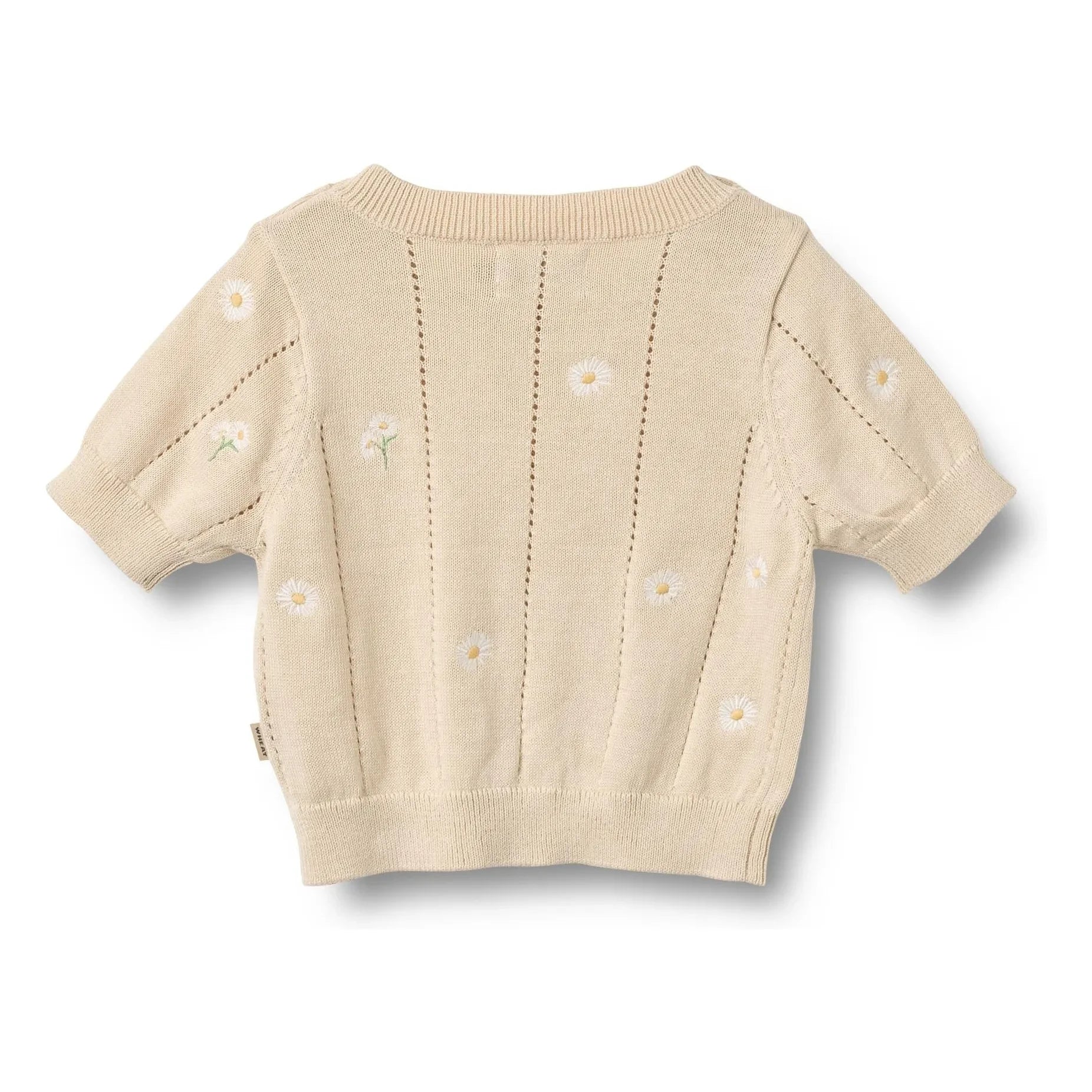 Wheat - Malvina Bio Baumwolle Geblümter Baby Kurzarm-Pullover | Ecru