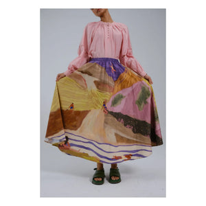 CORD - Circle Satin Cotton Skirt | Brown