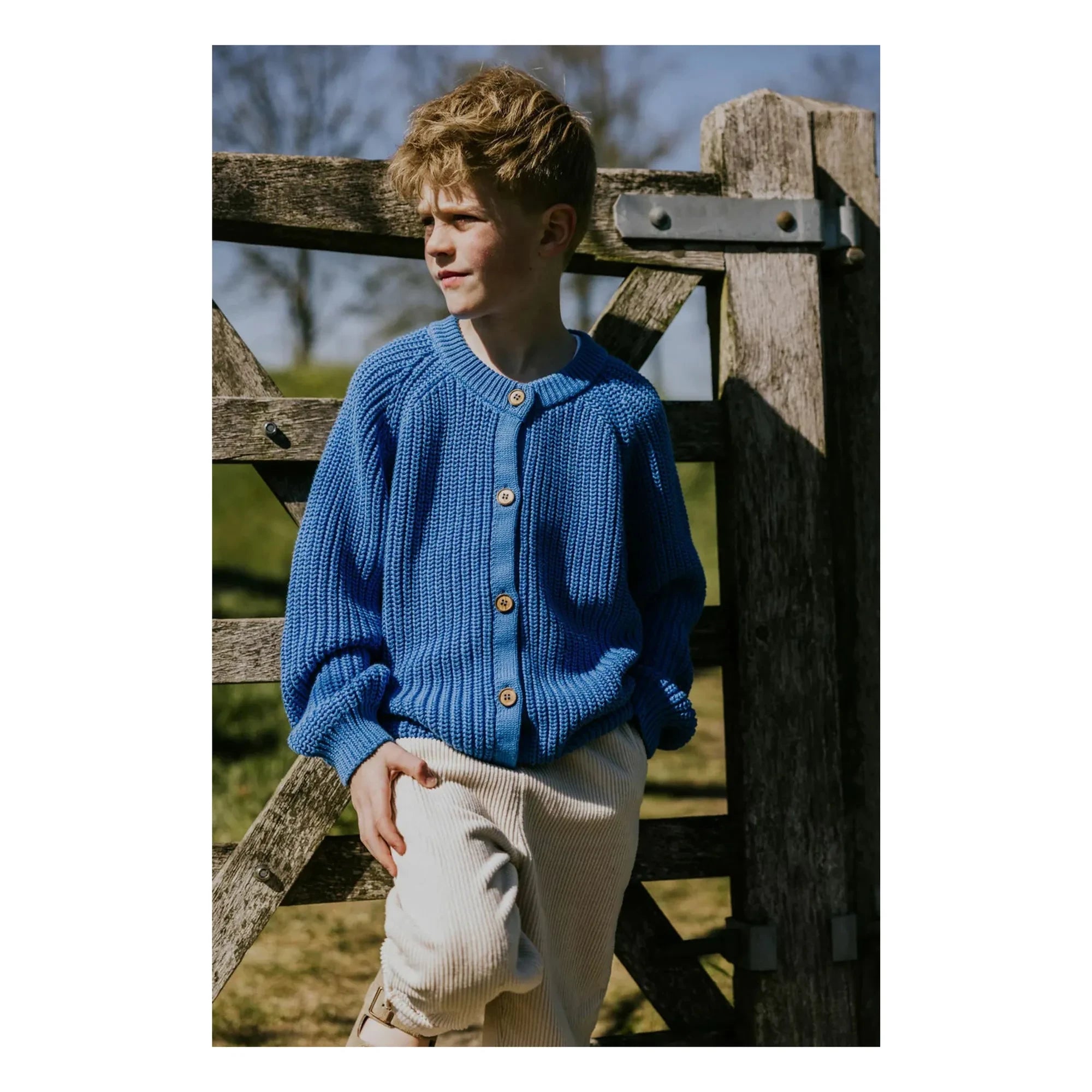 Yuki - Organik Pamuk Raglan Hırka | Mavi