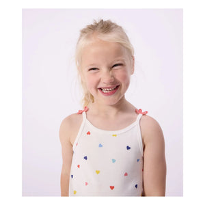 Petit Bateau - Kurzes Pyjama-Top mit Herzprint | Weiß