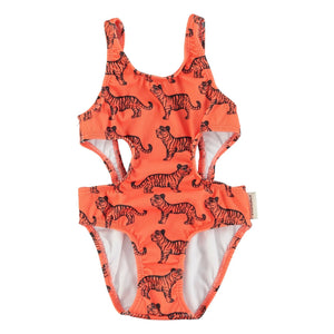 Piupiuchick - Tiger Swimsuit Made from Recycled Fibers | Orange