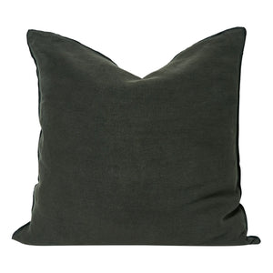 Maison de Vacances - Vice Versa Black Striped Stone Washed Linen Pillow | Asphalt