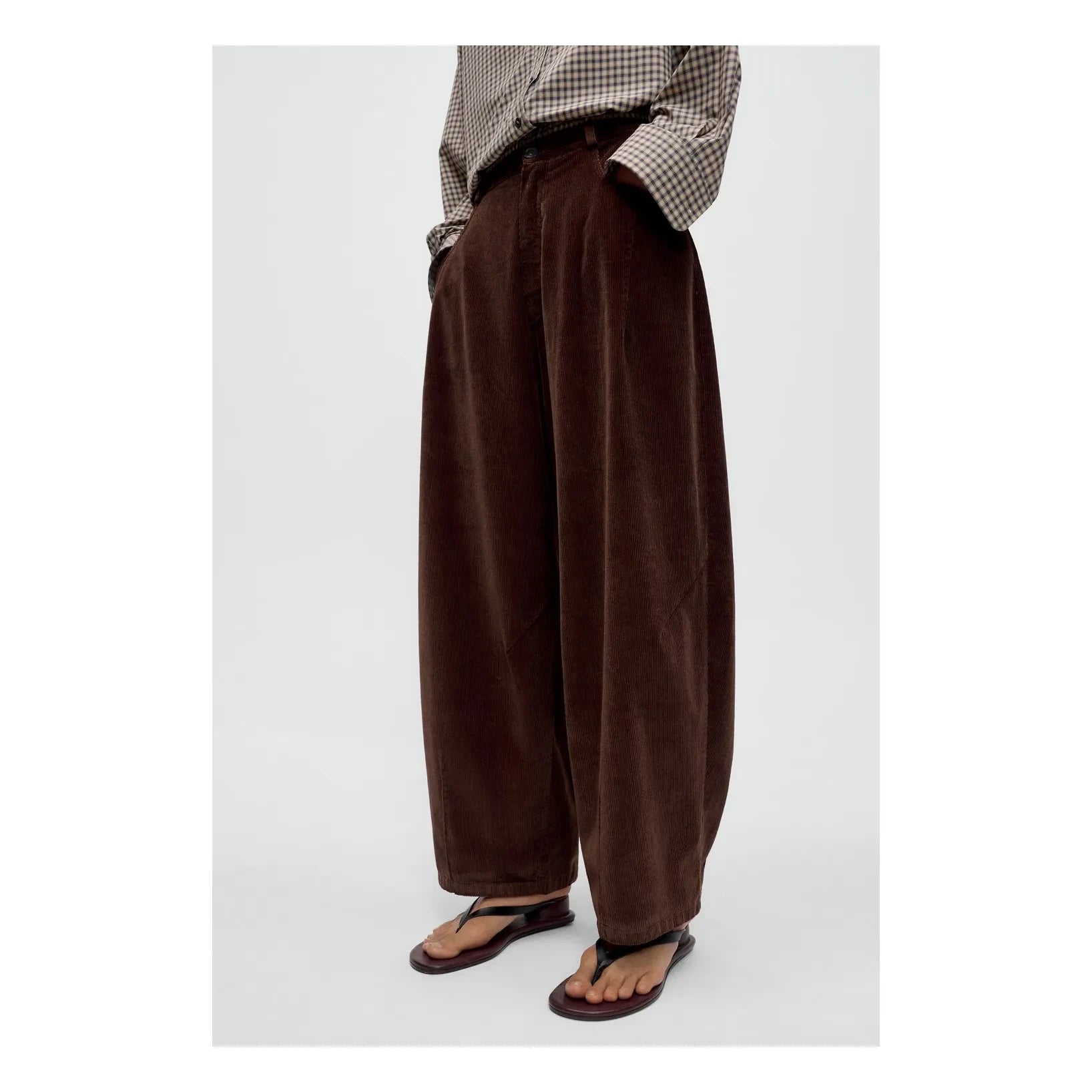 Cordera - Bol Fit Kadife Pantolon | Kahverengi
