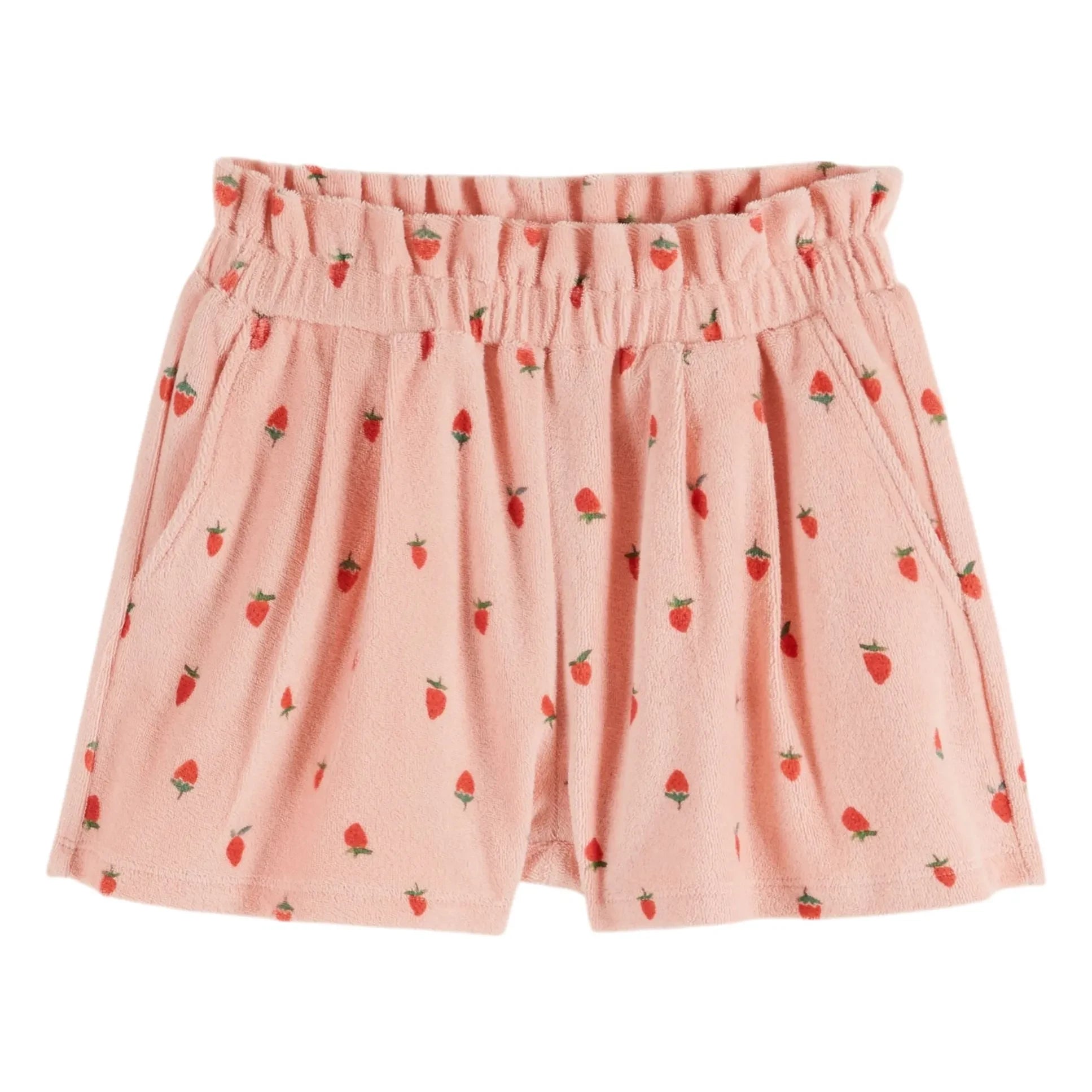 Emile et Ida - Strawberry Organic Cotton Towel Shorts | Pink