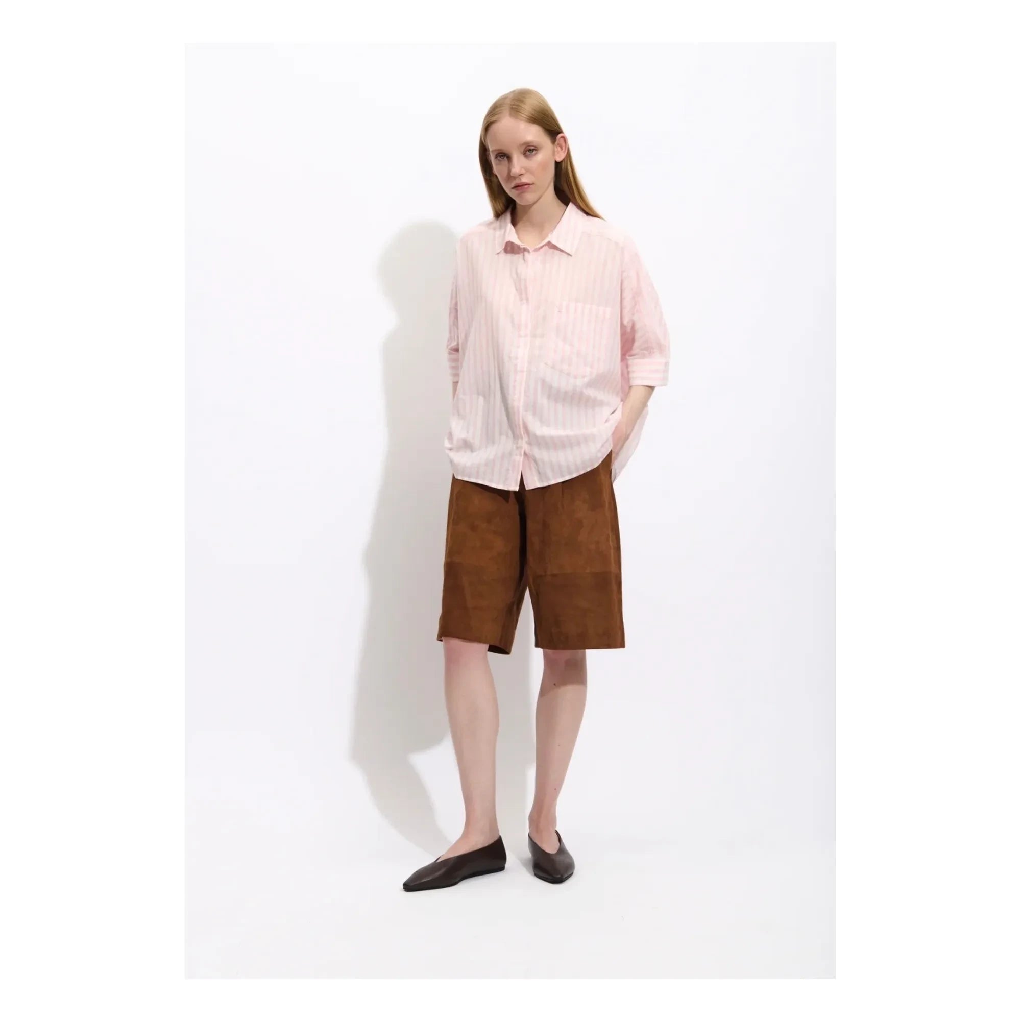BELLEPIECE - Carmela Gestreifte Baumwollbluse | Rosa
