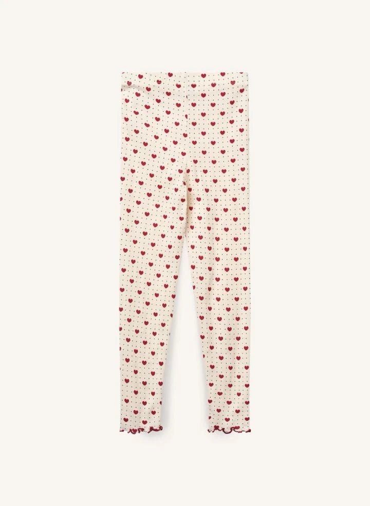 Copenhagen Colors - Krep-Leggings mit Herzmuster | Ecru