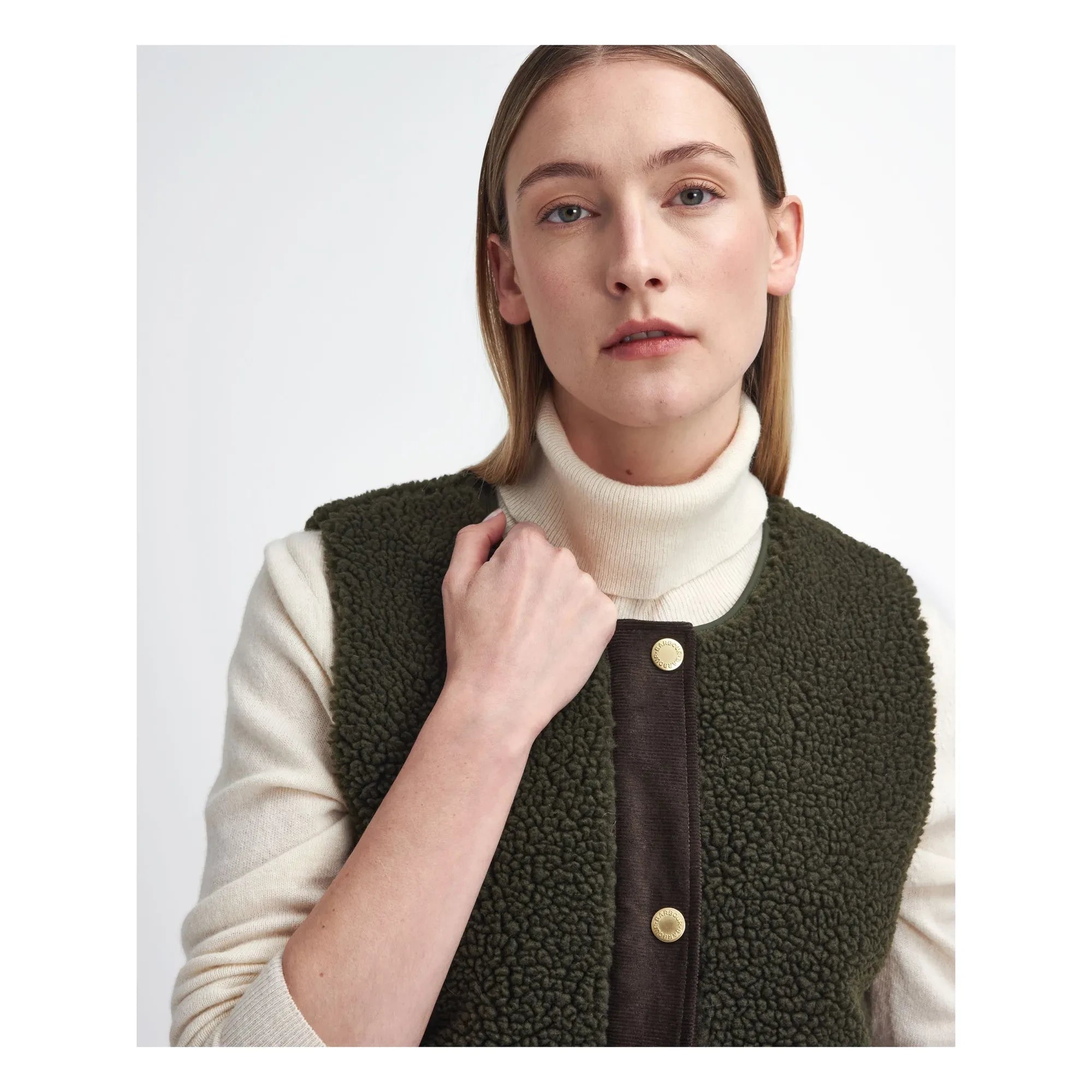 Barbour - Dulsie Shearling Kolsuz Ceket | Zeytin yeşili