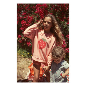 Piupiuchick - Çilek organik pamuklu fırfırlı sweatshirt | Pembe