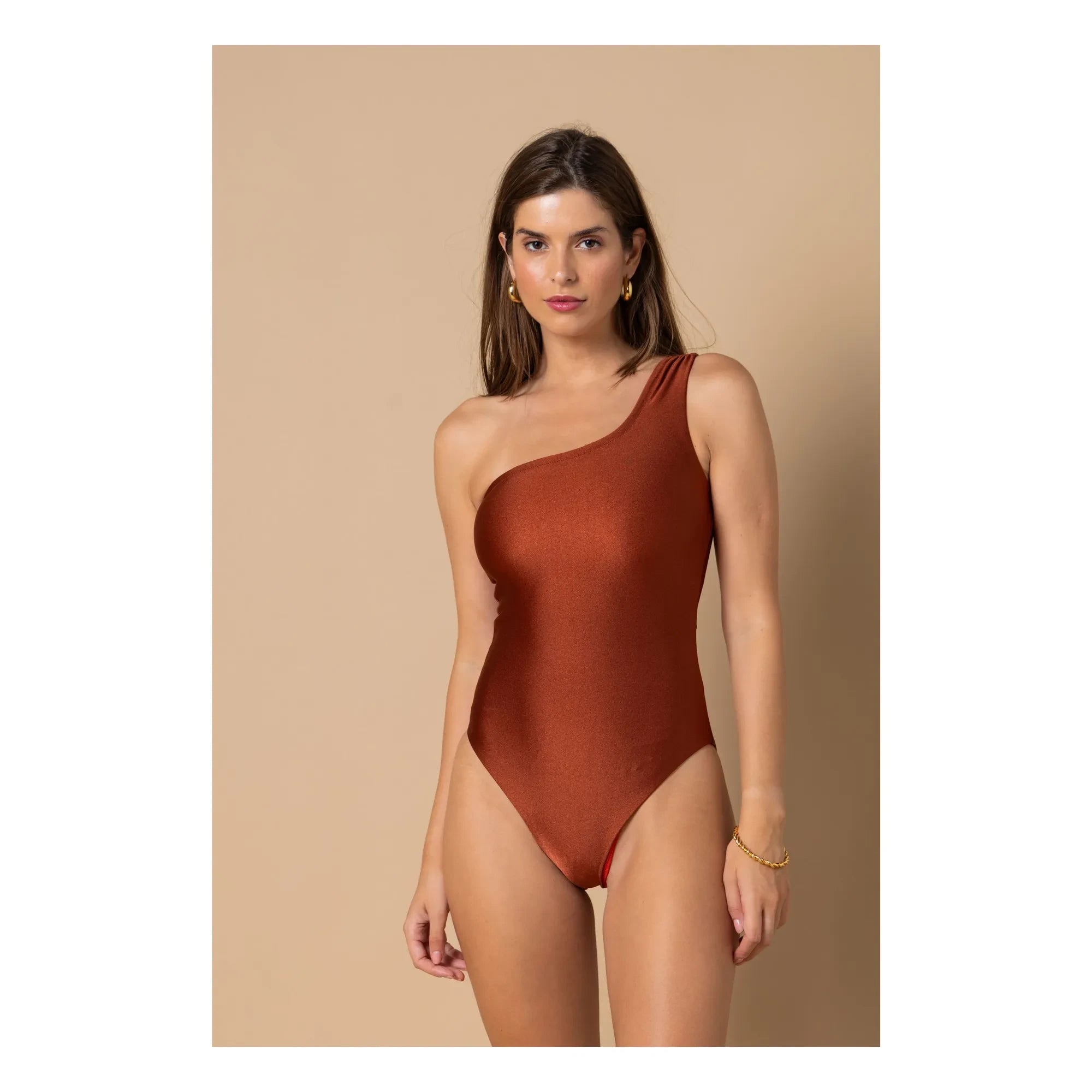 Alma Deia - Ava Asimetrik Tek Parça Mayo | Terracotta