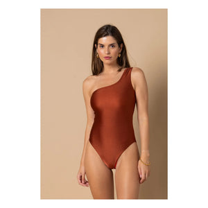 Alma Deia - Ava Asymmetric One-Piece Swimsuit | Terracotta