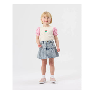 Goldie + Ace – Vichy Ballonarm T-Shirt | Creme
