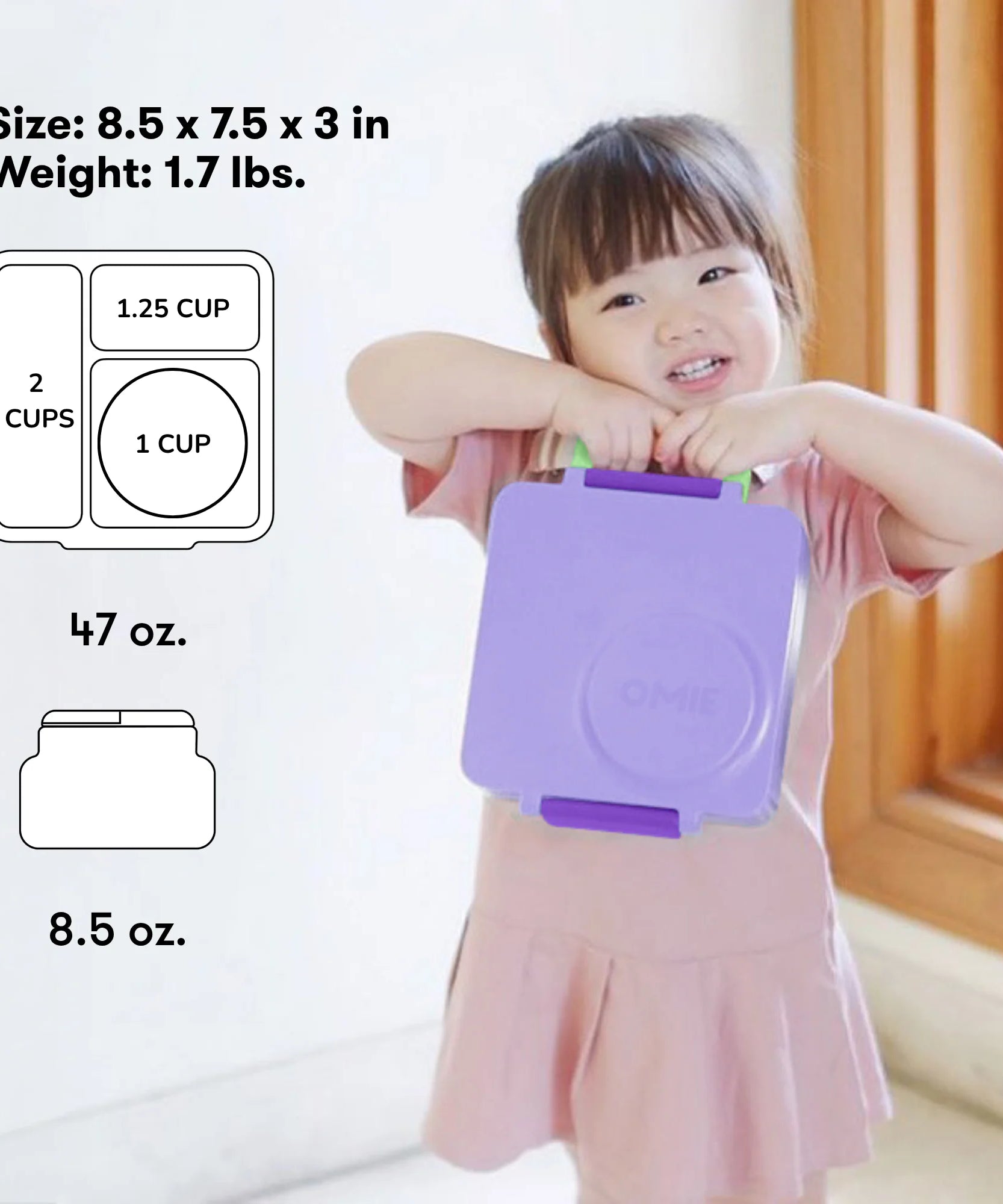 Omiebox - Isı Yalıtımlı Lila Moru Bento Yemek Kutusu