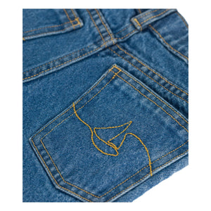 Petit Bateau - Organik Pamuk İşlemeli Cep Jean | Denim mavi
