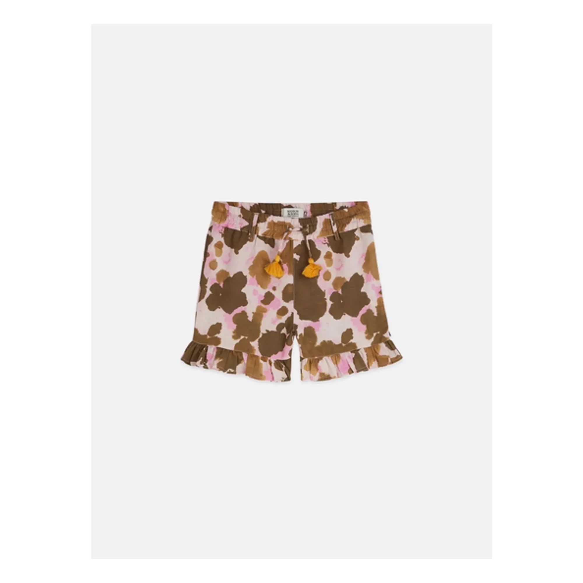 Scotch & Soda - Shorts mit Rüschen aus Leinen in Kuhmuster-Optik | Braun