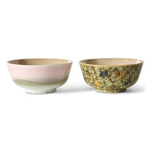HKliving - Steingut-Schalen - 2er Set | Rosa