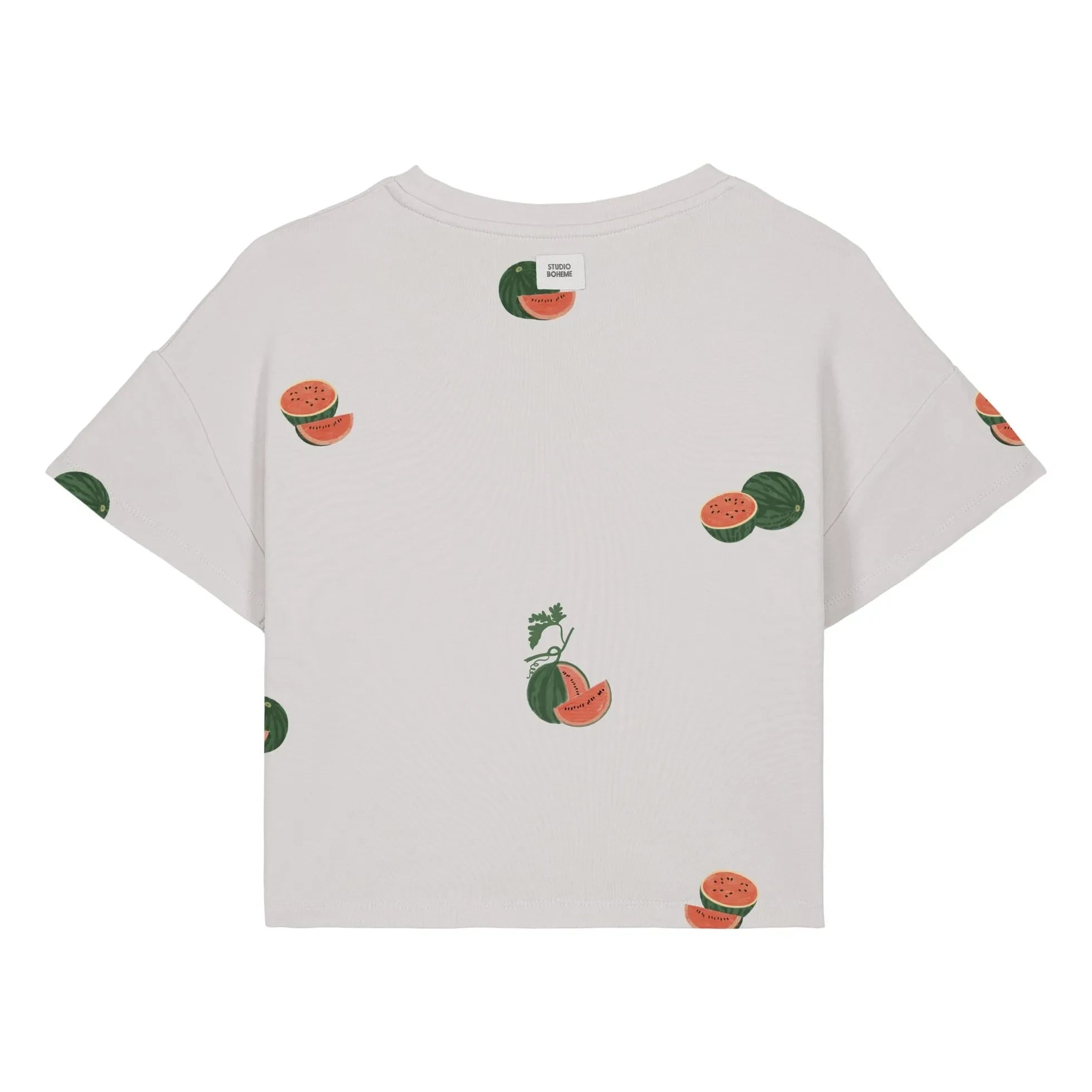 Studio Bohème - Crop Flow T-Shirt Wassermelone Bio-Baumwolle | Ecru