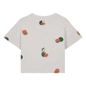 Studio Bohème - Crop Flow T-Shirt Wassermelone Bio-Baumwolle | Ecru