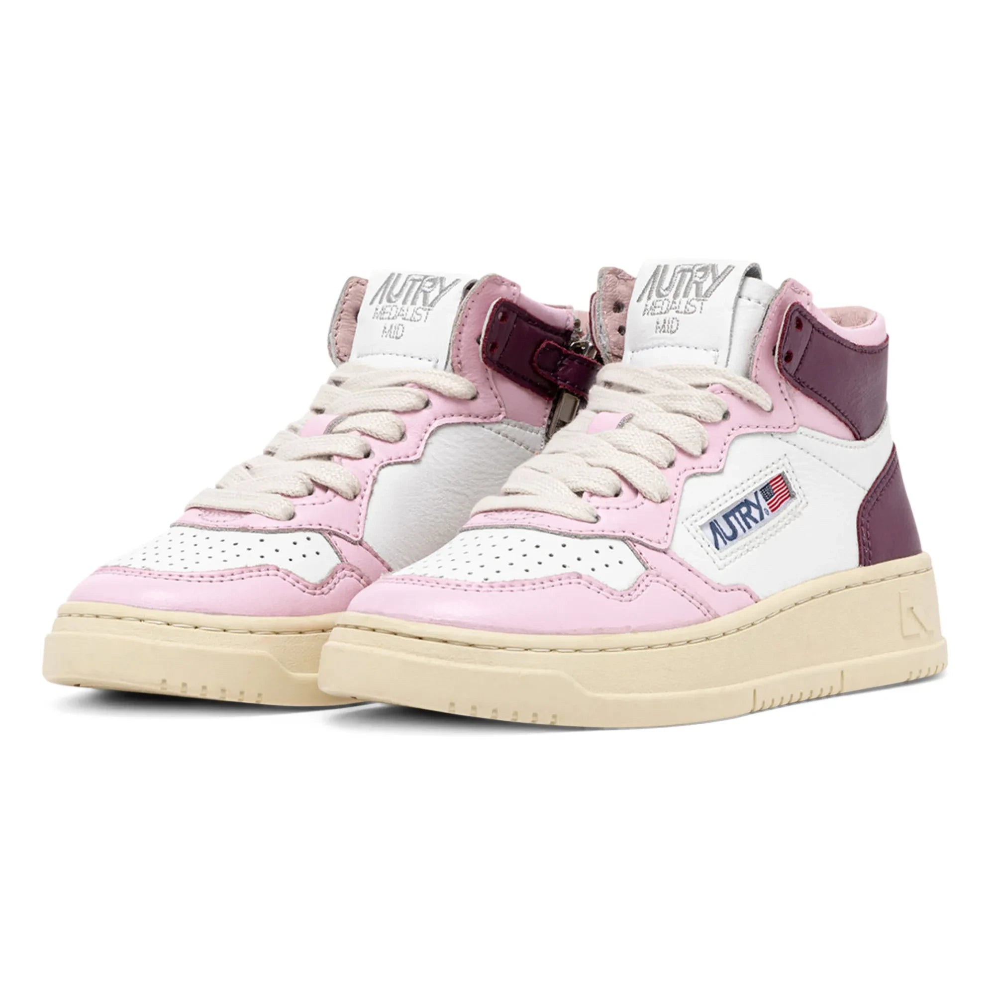 Autry - Zweifarbiger Kids Medalist Mid Sneaker aus Leder | Rosa