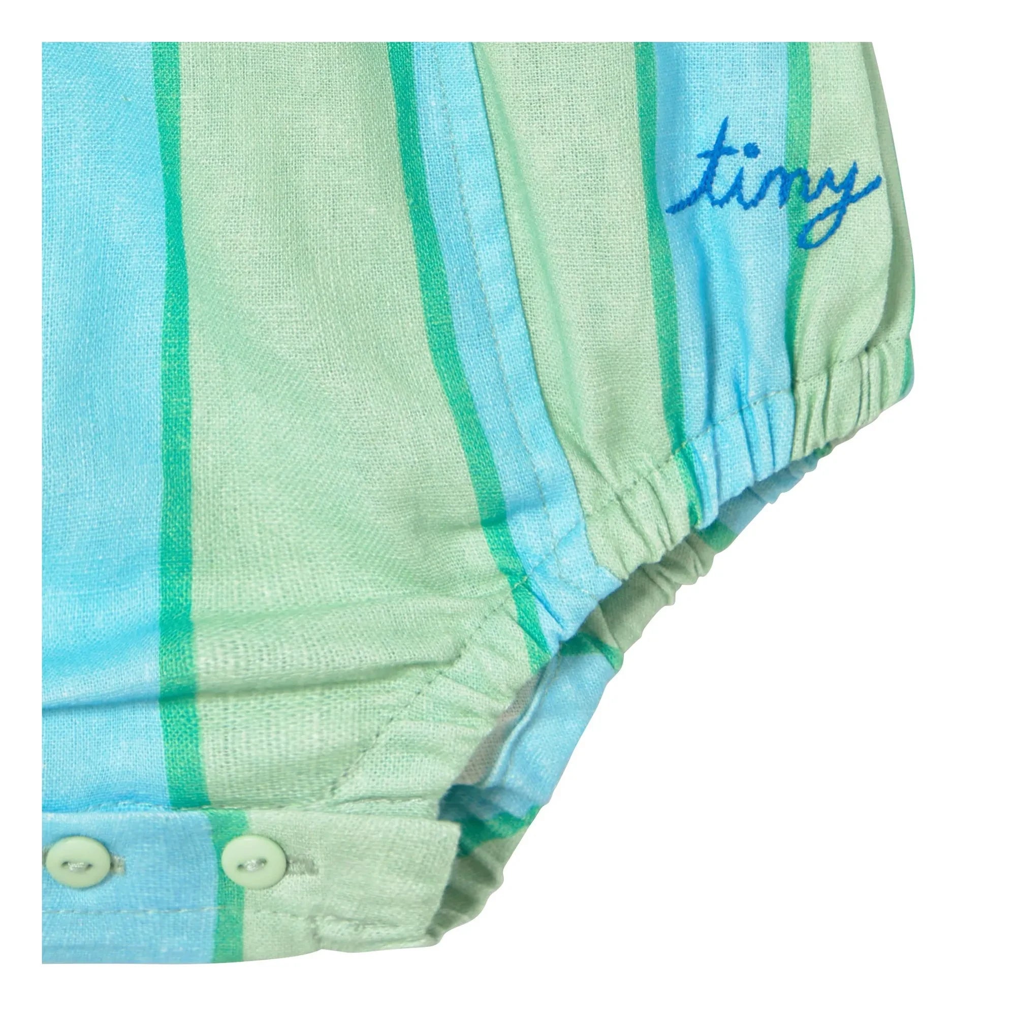 Tinycottons - Keten çizgili tulum | Yeşil