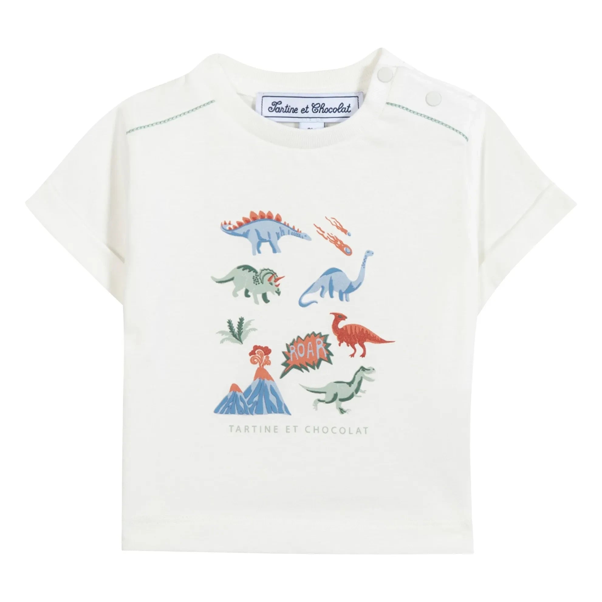 Tartine et Chocolat - T-Shirt mit Dinosaurier-Print | Ecru