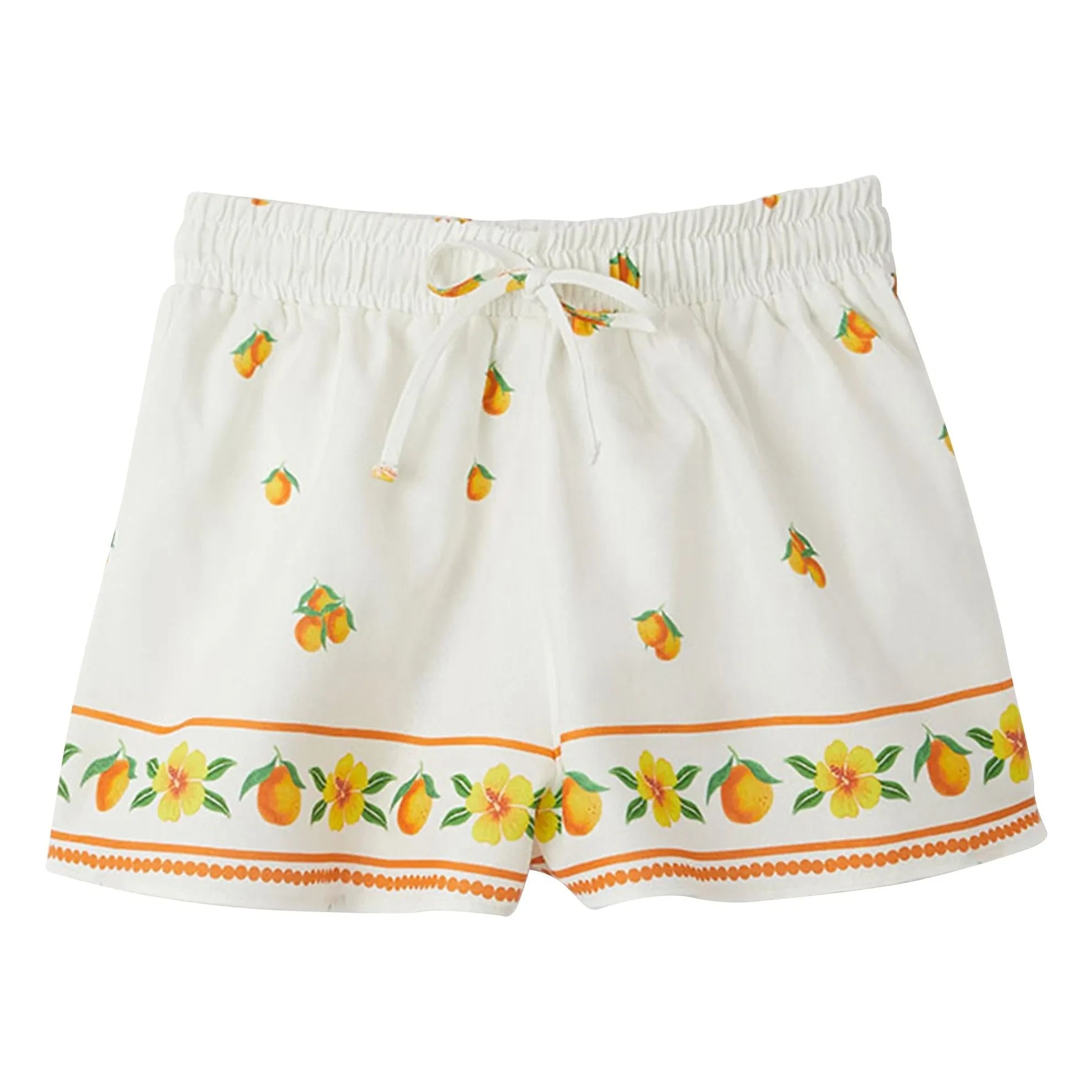 Fabula - Orange drawstring shorts | White