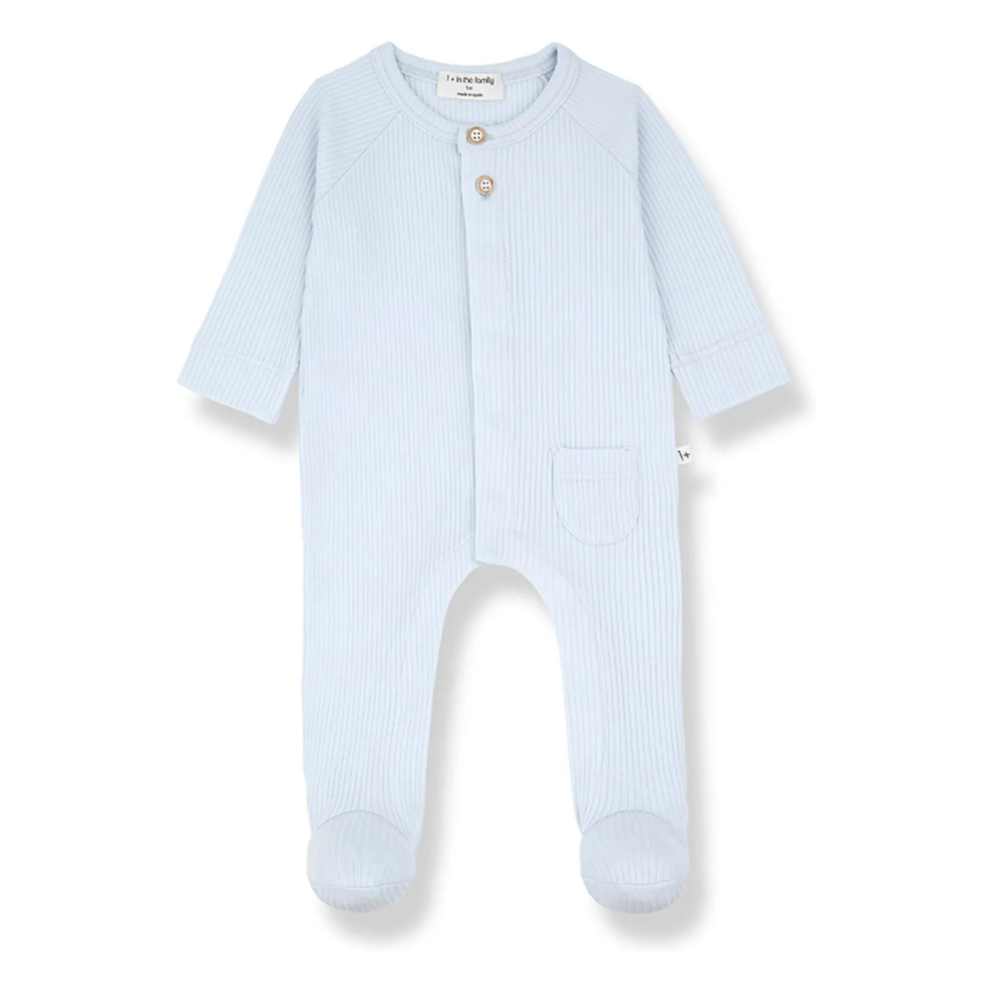 1+ in the family - Gerippter Pyjama Pau | Hellblau