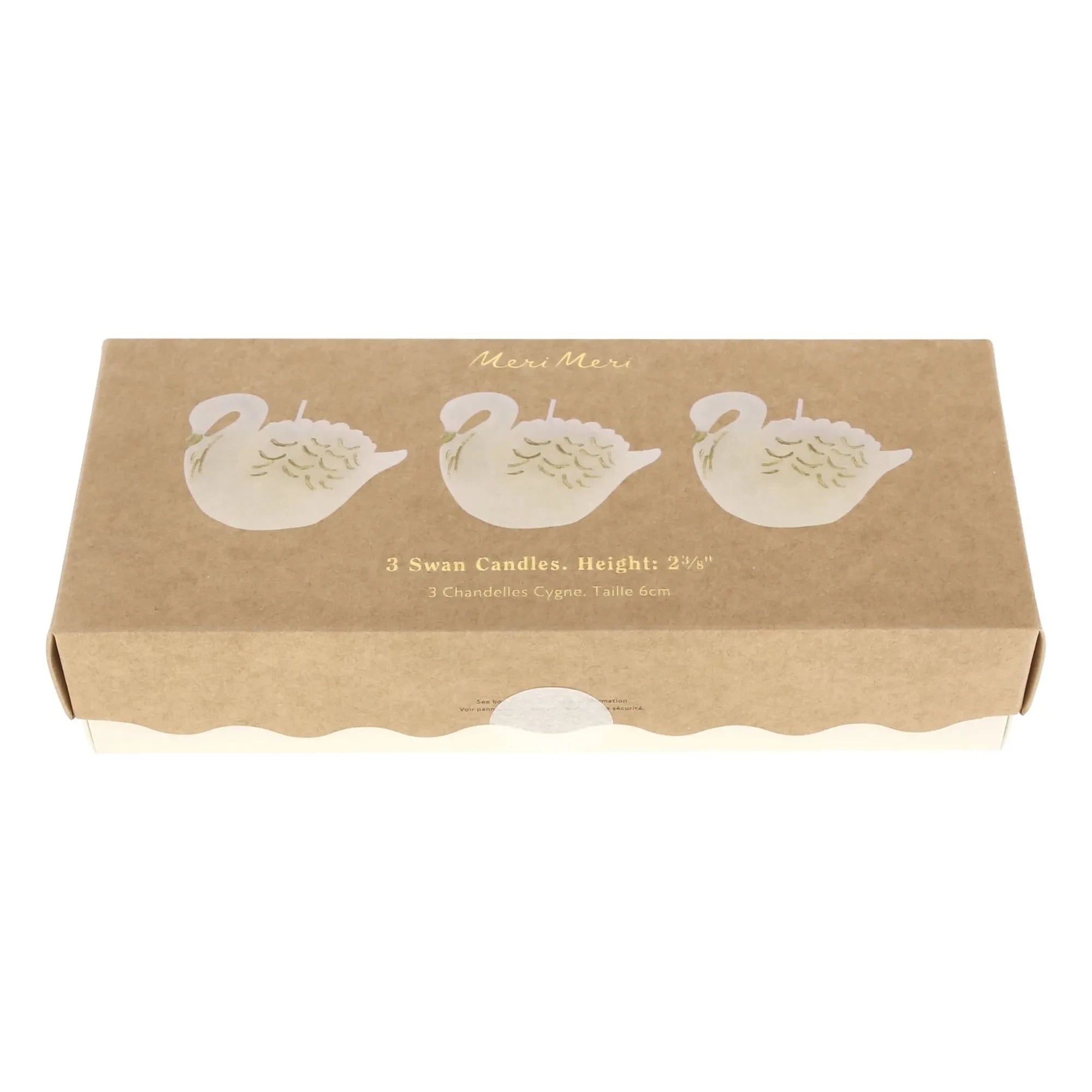 Meri Meri - Swan mumlar - 3'lü Set | Ecru