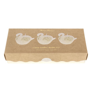 Meri Meri - Swan mumlar - 3'lü Set | Ecru
