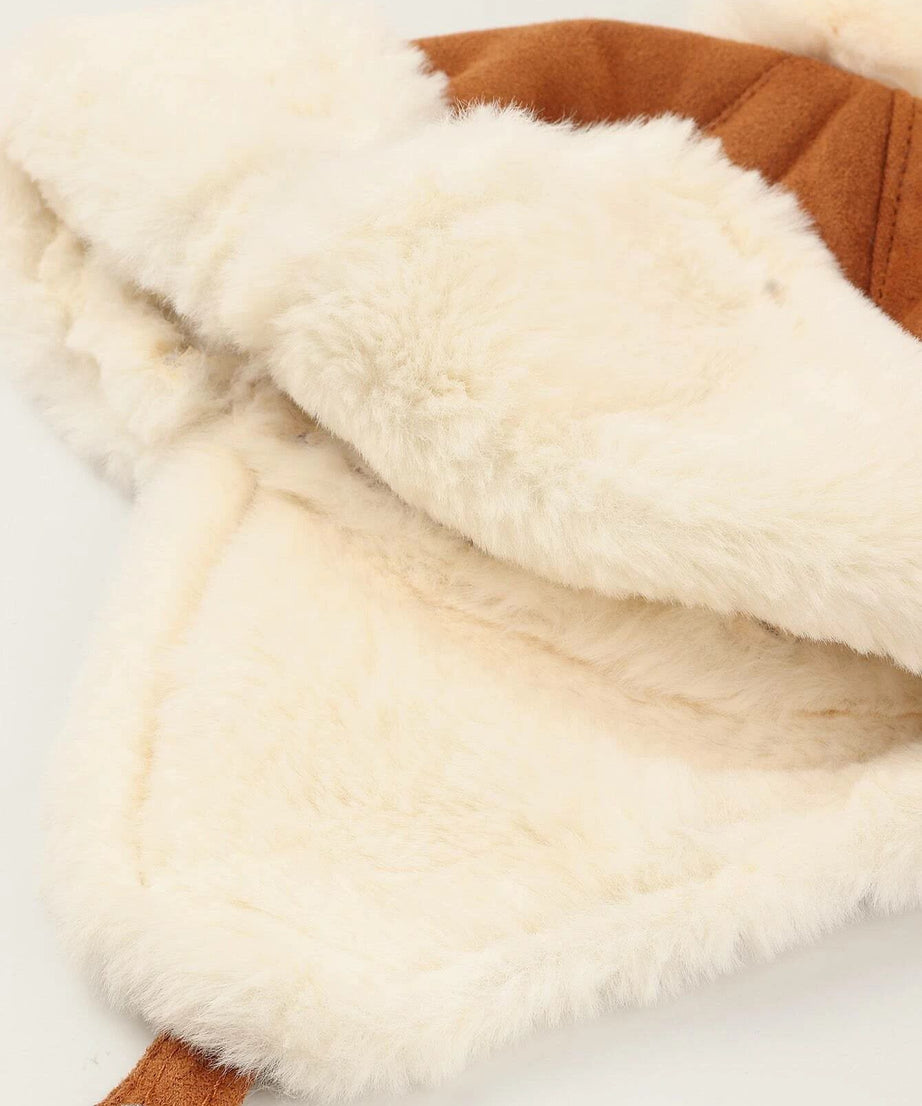 Dinossi - Polar Kürklü Ponponlu Pilot Çocuk Şapkası-Dinossi