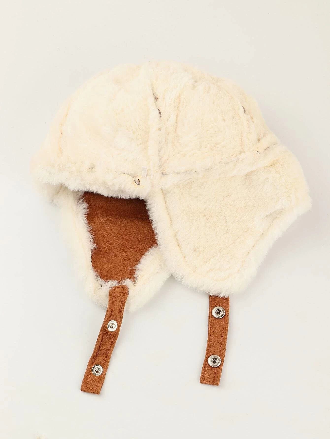 Dinossi - Polar Kürklü Ponponlu Pilot Çocuk Şapkası-Dinossi