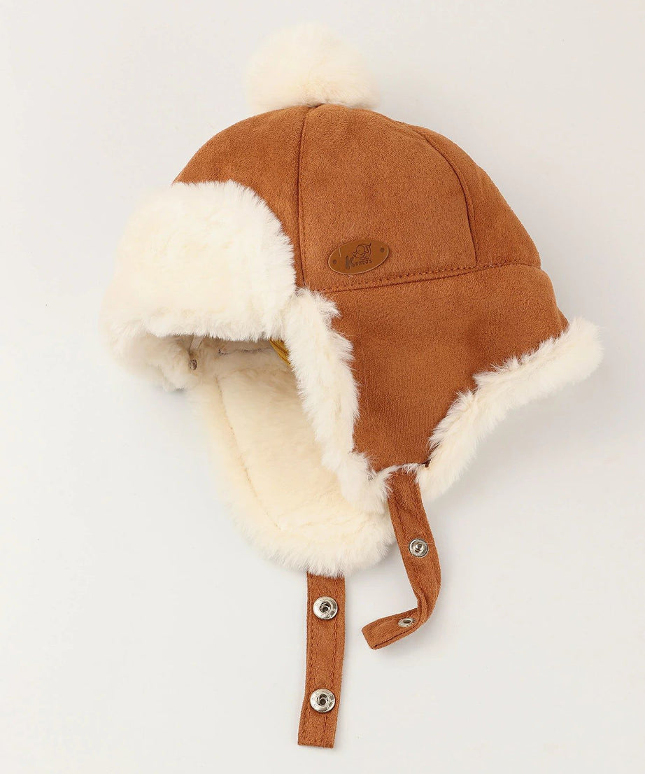 Dinossi - Polar Kürklü Ponponlu Pilot Çocuk Şapkası-Dinossi