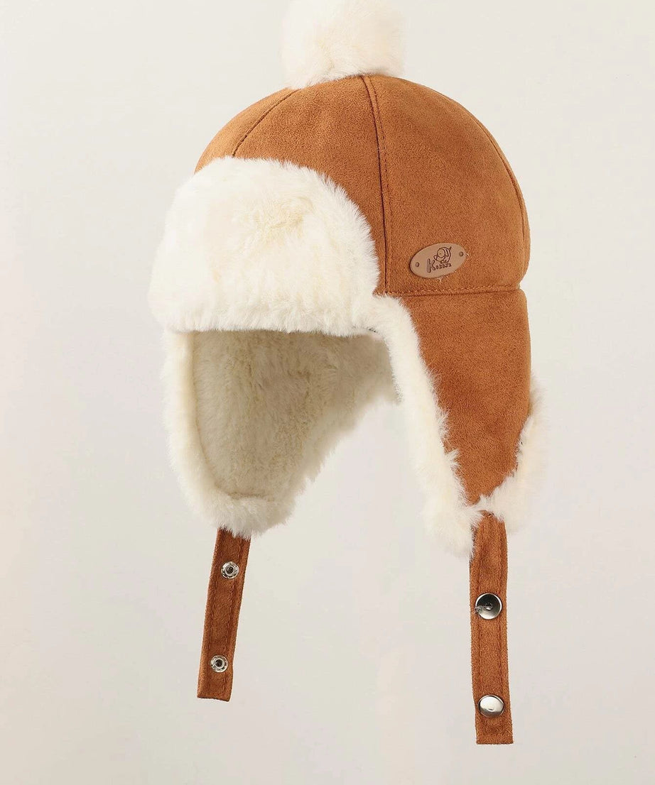 Dinossi - Polar Kürklü Ponponlu Pilot Çocuk Şapkası-Dinossi