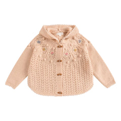 Louise Misha - Iona Strickjacke mit Kapuze aus Wolle | Blassrosa