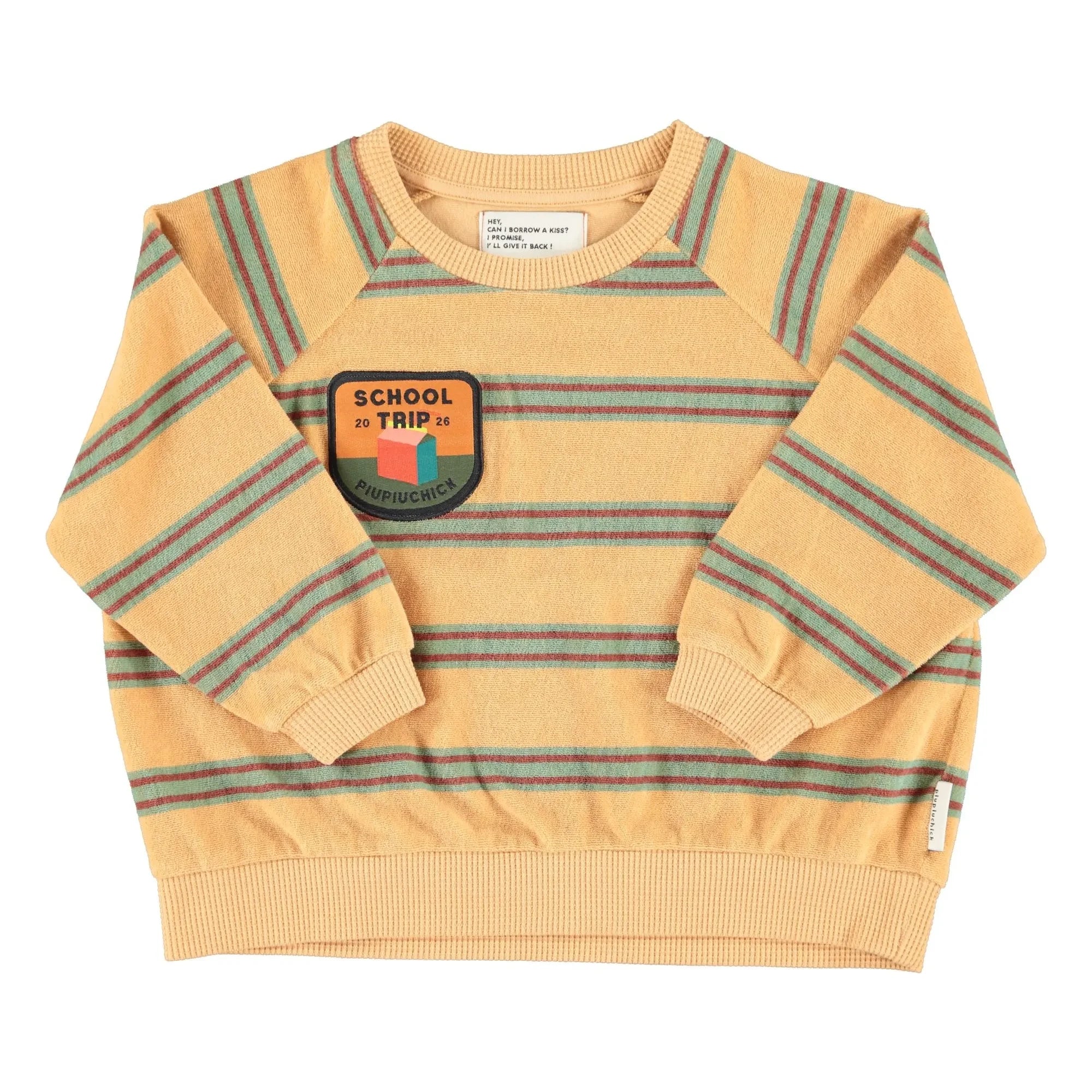 Piupiuchick - Çizgili Organik Pamuklu Sweatshirt | Sarı
