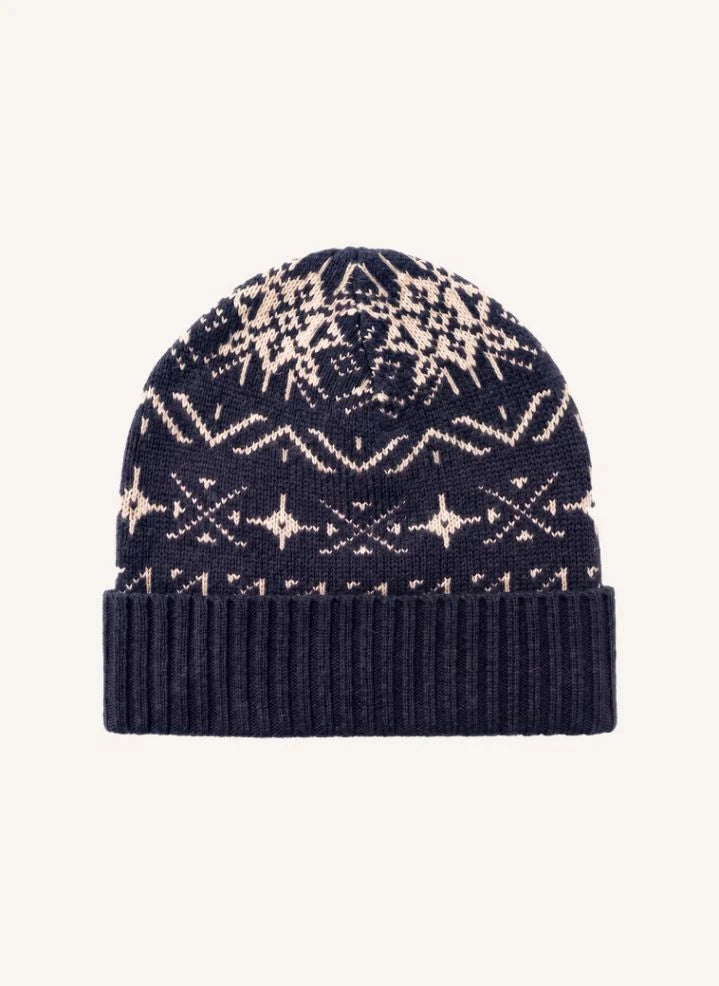 Hundred Pieces - Timber Jacquard Merino Wool Beanie | Navy