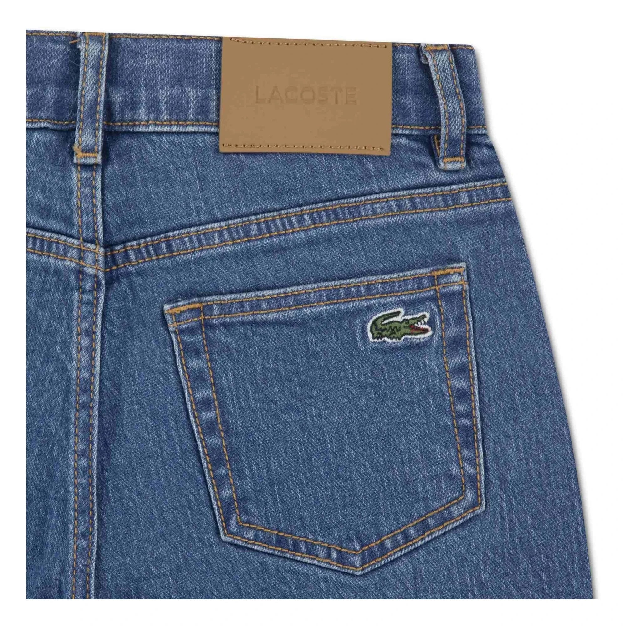 Lacoste - Düz Paça Logolu İşlemeli Jean | Açık Mavi
