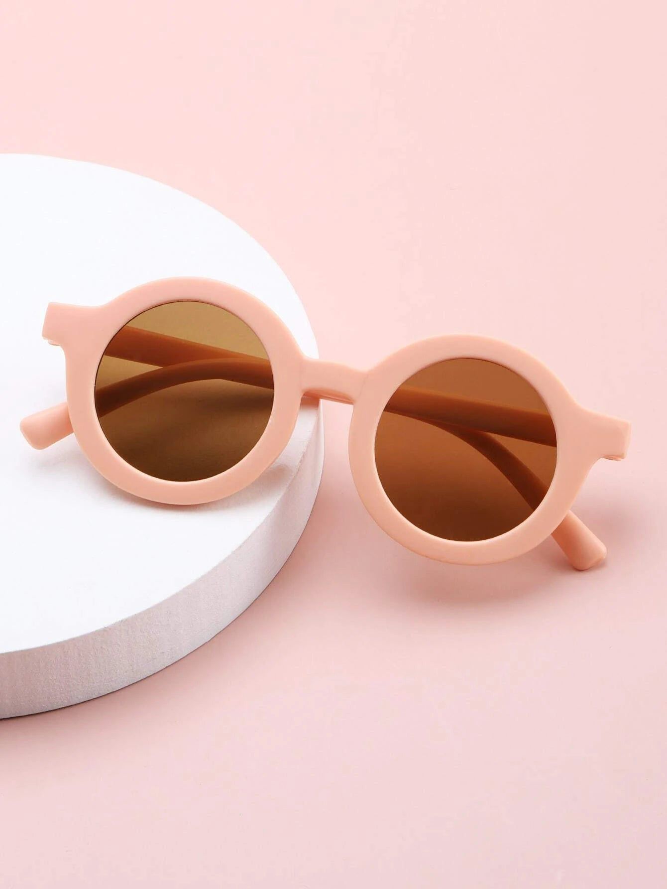 Dinossi - Sürdürülebilir Pembe Yuvarlak Çocuk Güneş Gözlüğü-Dinossi
