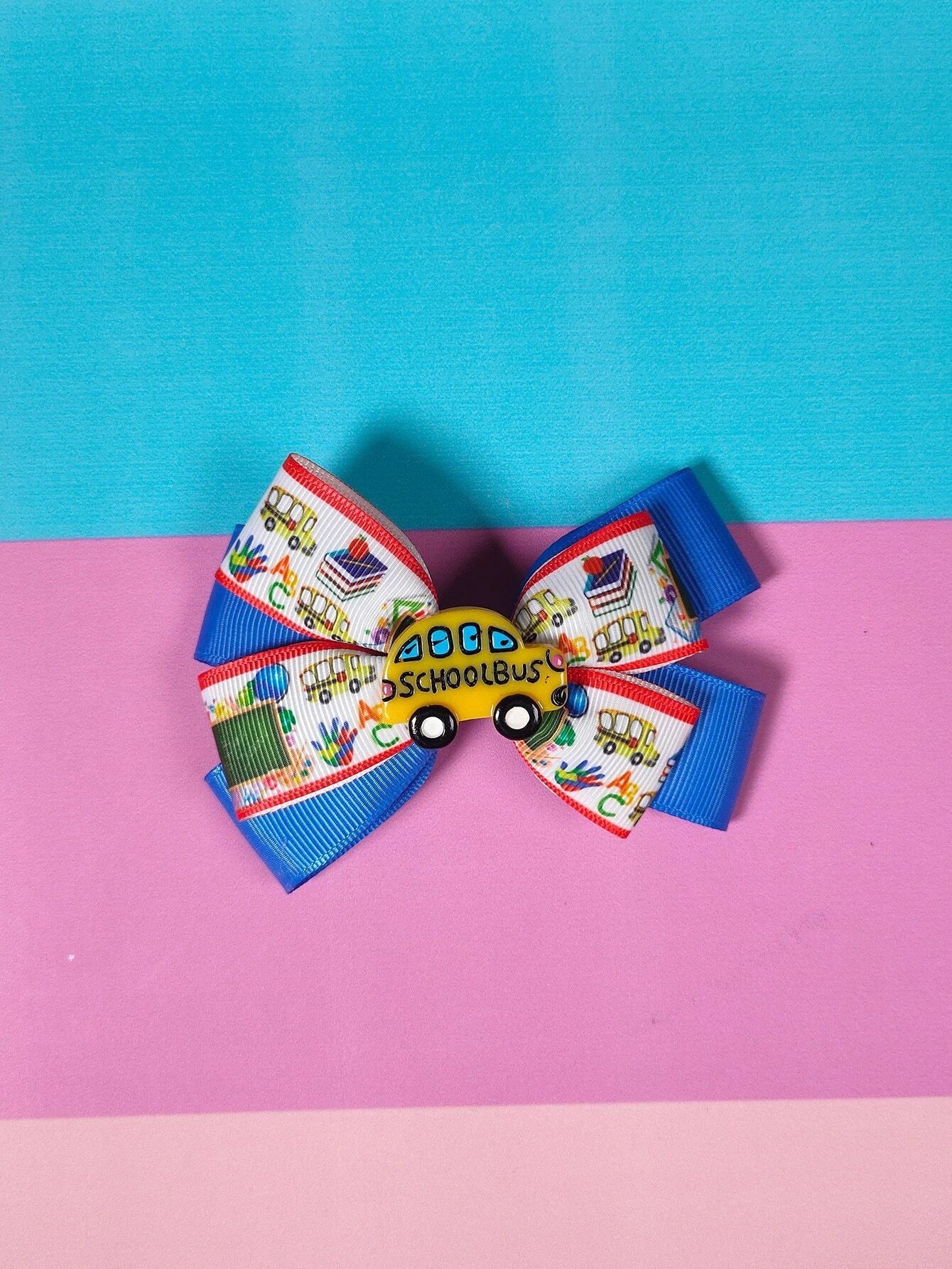 Dinossi - Okul Otobüsü Tasarımlı Kız Çocuk Saç Tokası-Dinossi