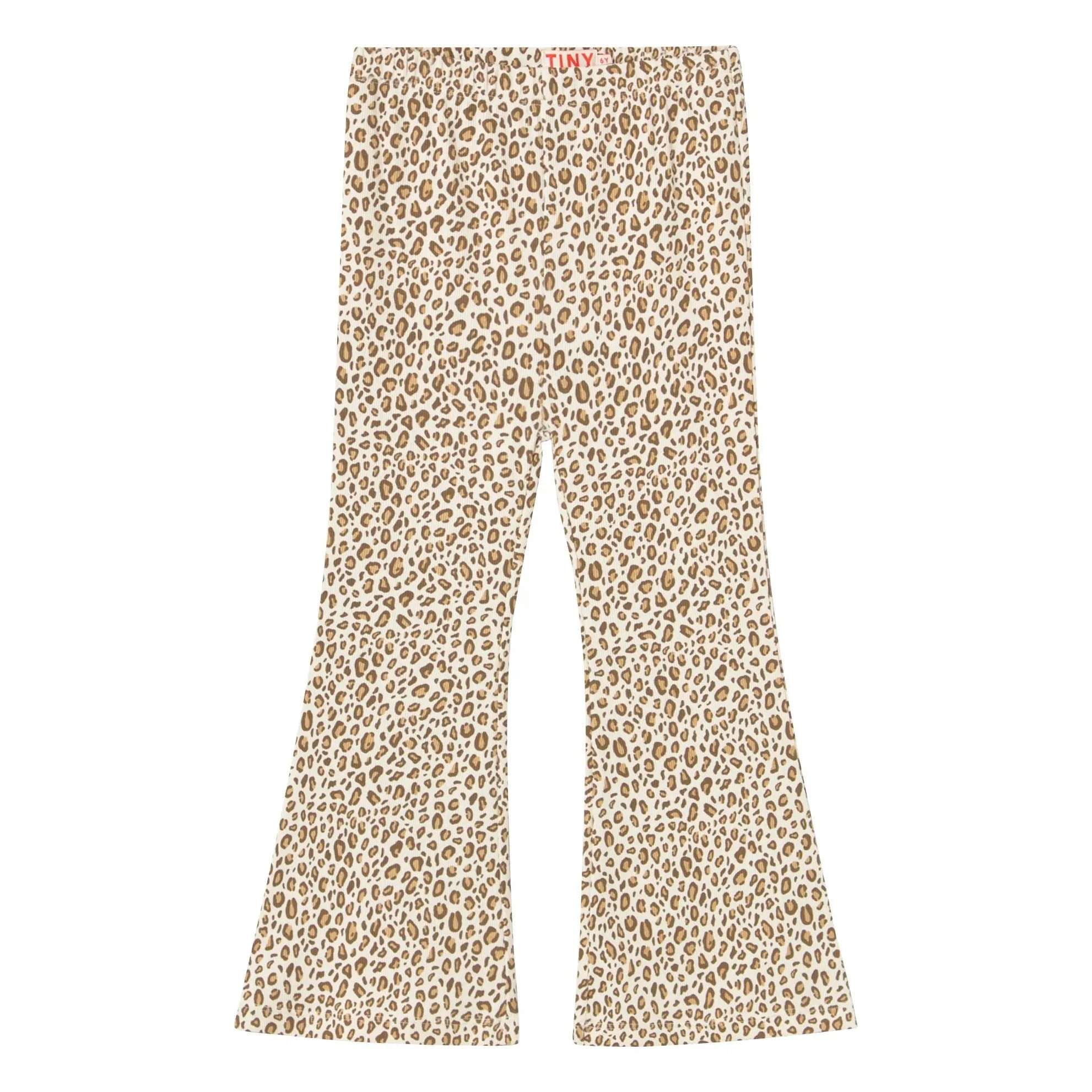 Tinycottons - Ripp-Schlaghose aus Bio-Baumwolle mit Leopardenmuster | Beige