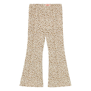 Tinycottons - Ripp-Schlaghose aus Bio-Baumwolle mit Leopardenmuster | Beige