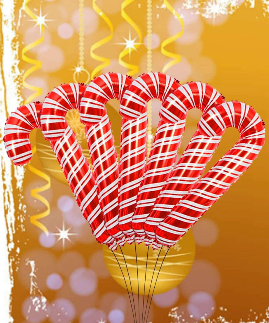 Yılbaşı - Noel Baston Şekeri Büyük Boy 84CM Yeni Yıl Dekoratif Balonu 1 Adet-Dinossi