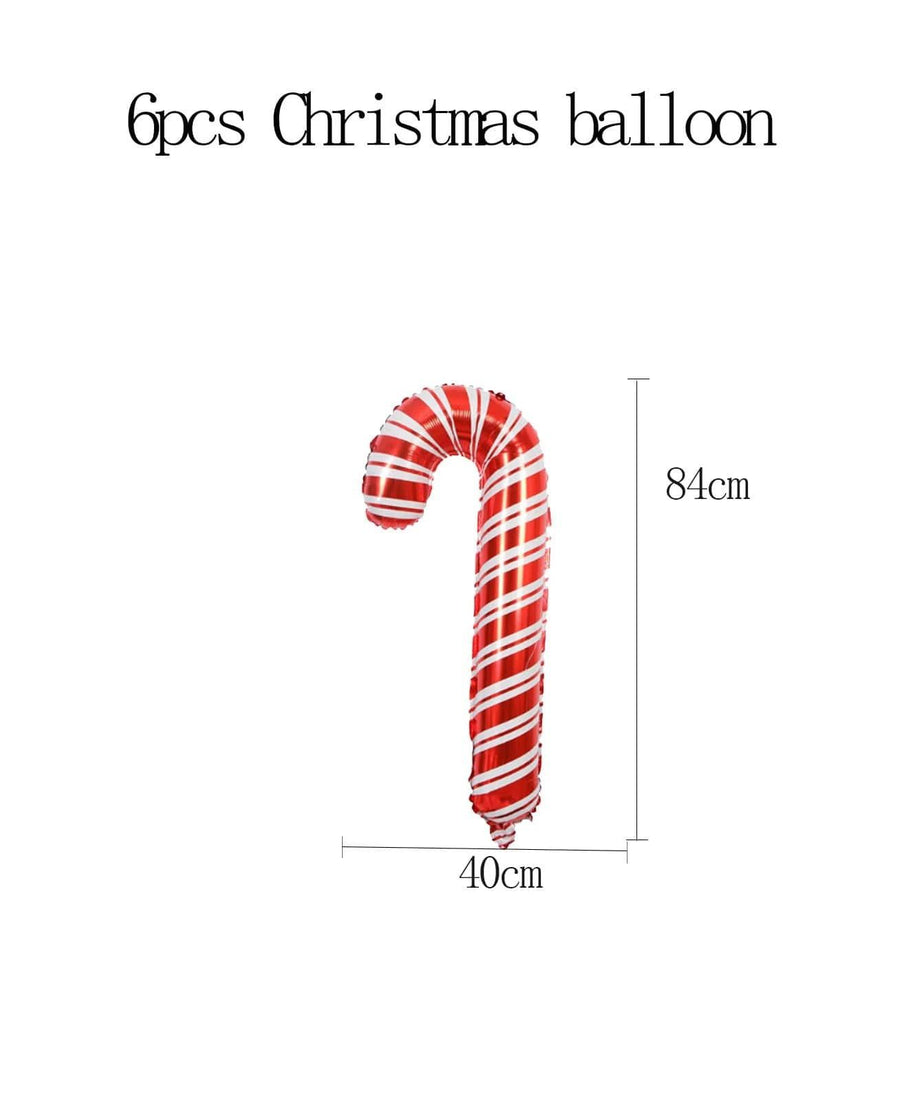 Yılbaşı - Noel Baston Şekeri Büyük Boy 84CM Yeni Yıl Dekoratif Balonu 1 Adet-Dinossi